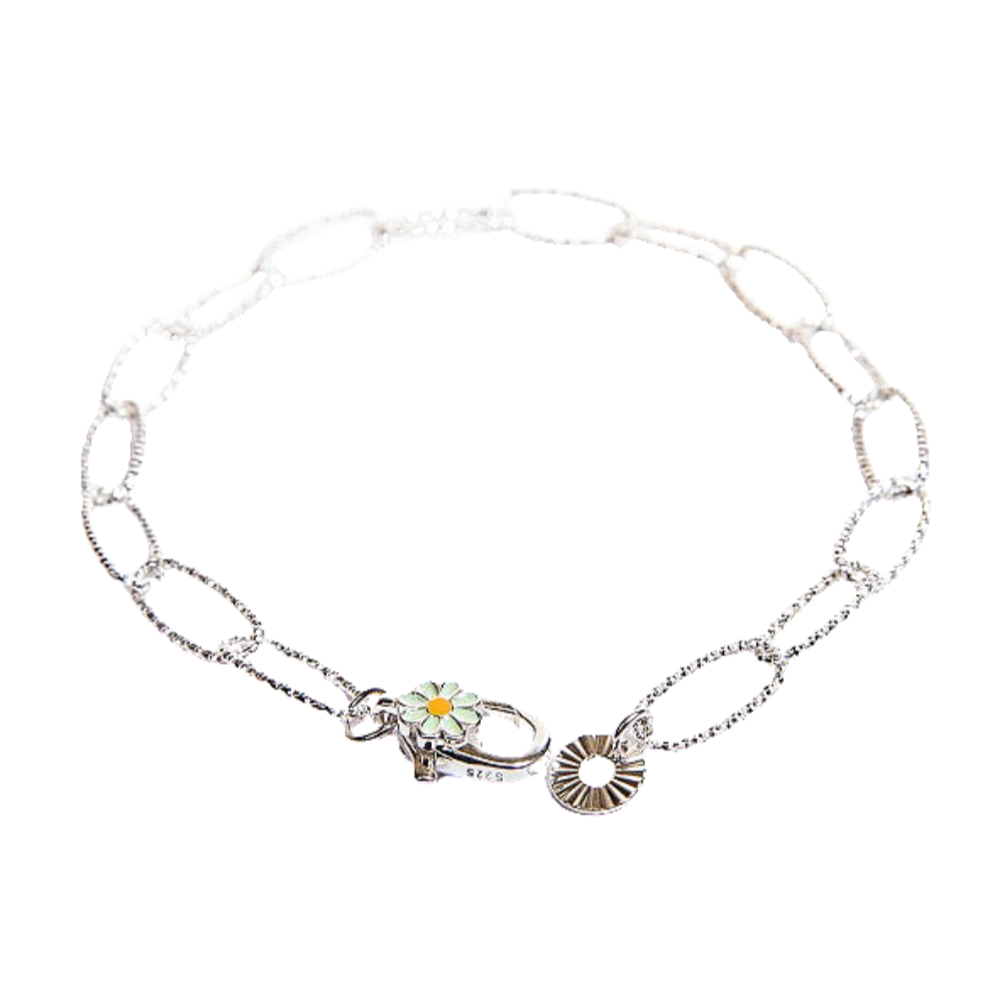 flower decoration streamlined link bracelet