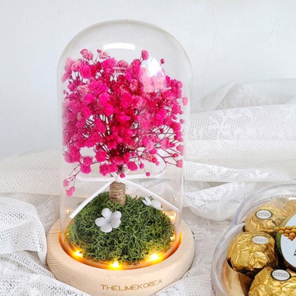 LED Pink Fog Glass Dome Mood Light Lovely Color