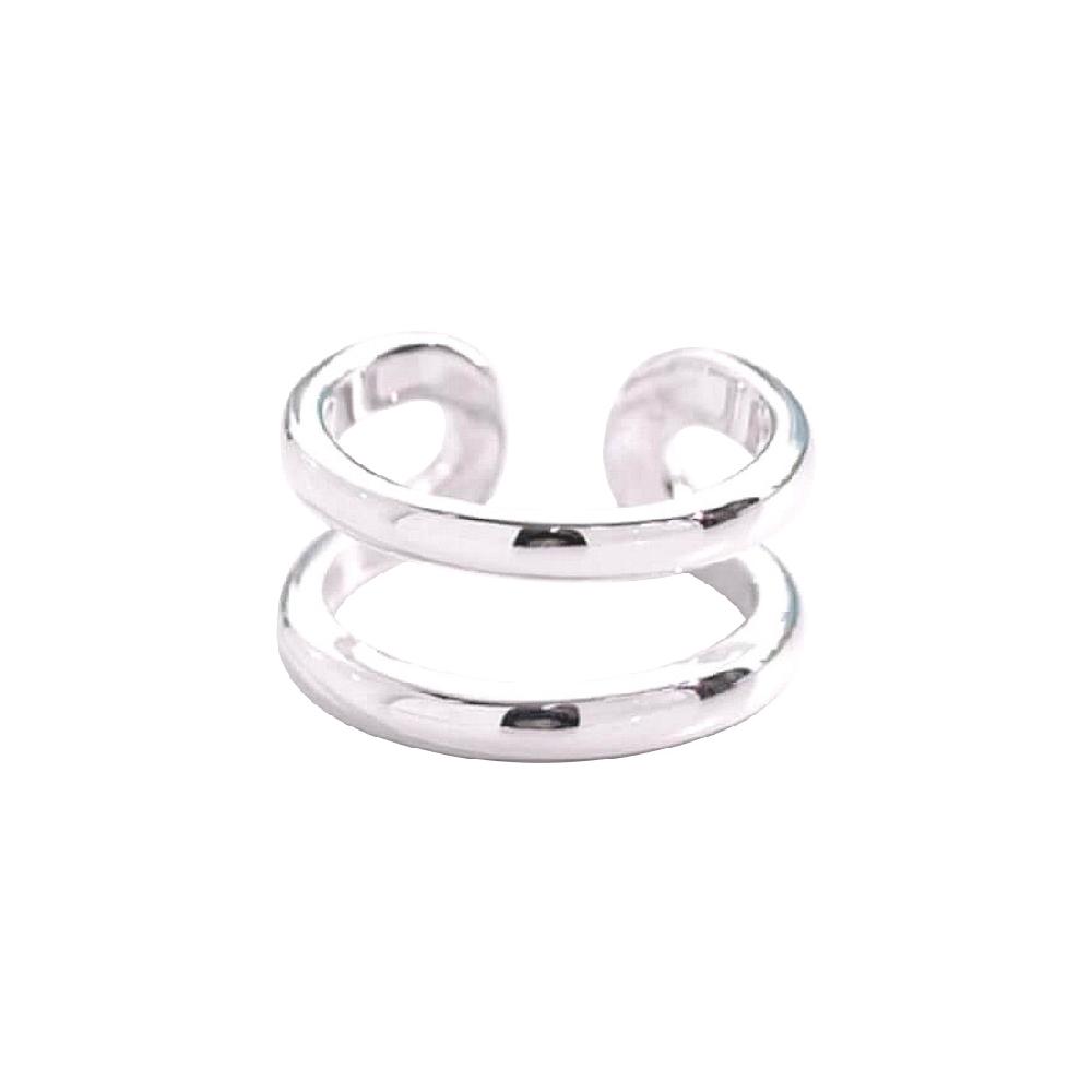 925 Silver Double Band Layered Free Size Open Ring